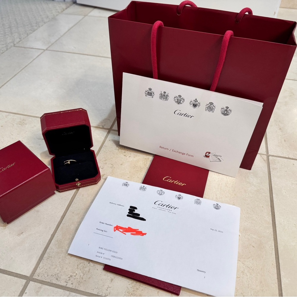 Cartier Gold Ring with Red Box